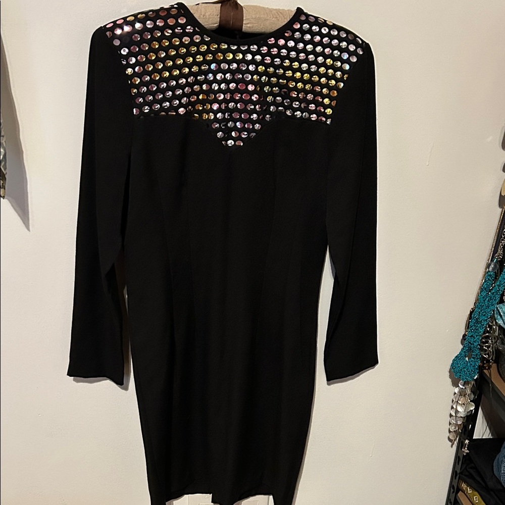 Chic Black Dress with Vibrant Accents